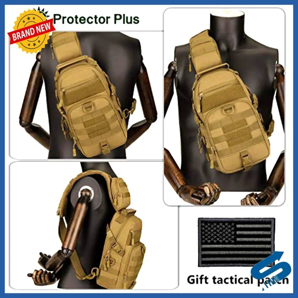Tactical Sling Backpack MOLLE Crossbody Pack 20L Medium Gray